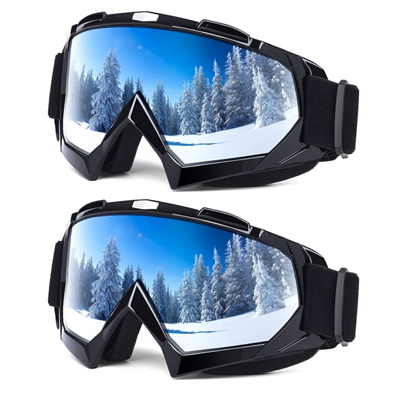 GJX 2-Pack Adult Ski Goggles - Wide-View Snowboard Goggles for Youth,Teens,Men & Women
