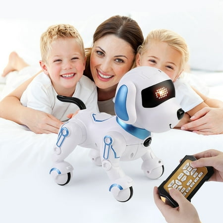 RC Robot Dog Toy Programmable Smart Robotic Puppy Remote Control Dancing & Singing Robot Interactive Pet Toy with LED Lights STEM Gift for Kids