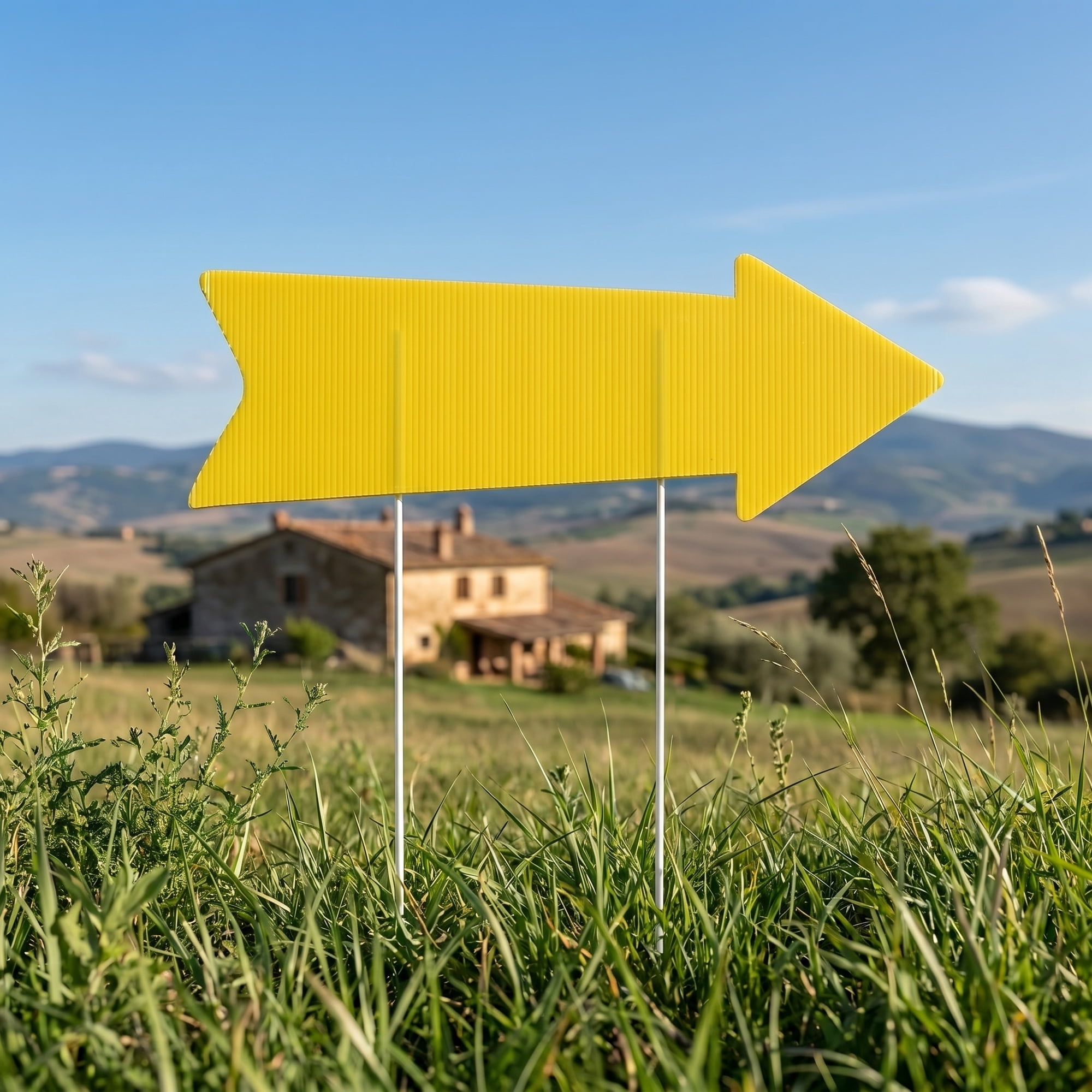 Amosfun 10Pcs Blank Arrow Yard Signs with Stakes Durable Corrugated Plastic for Lawn