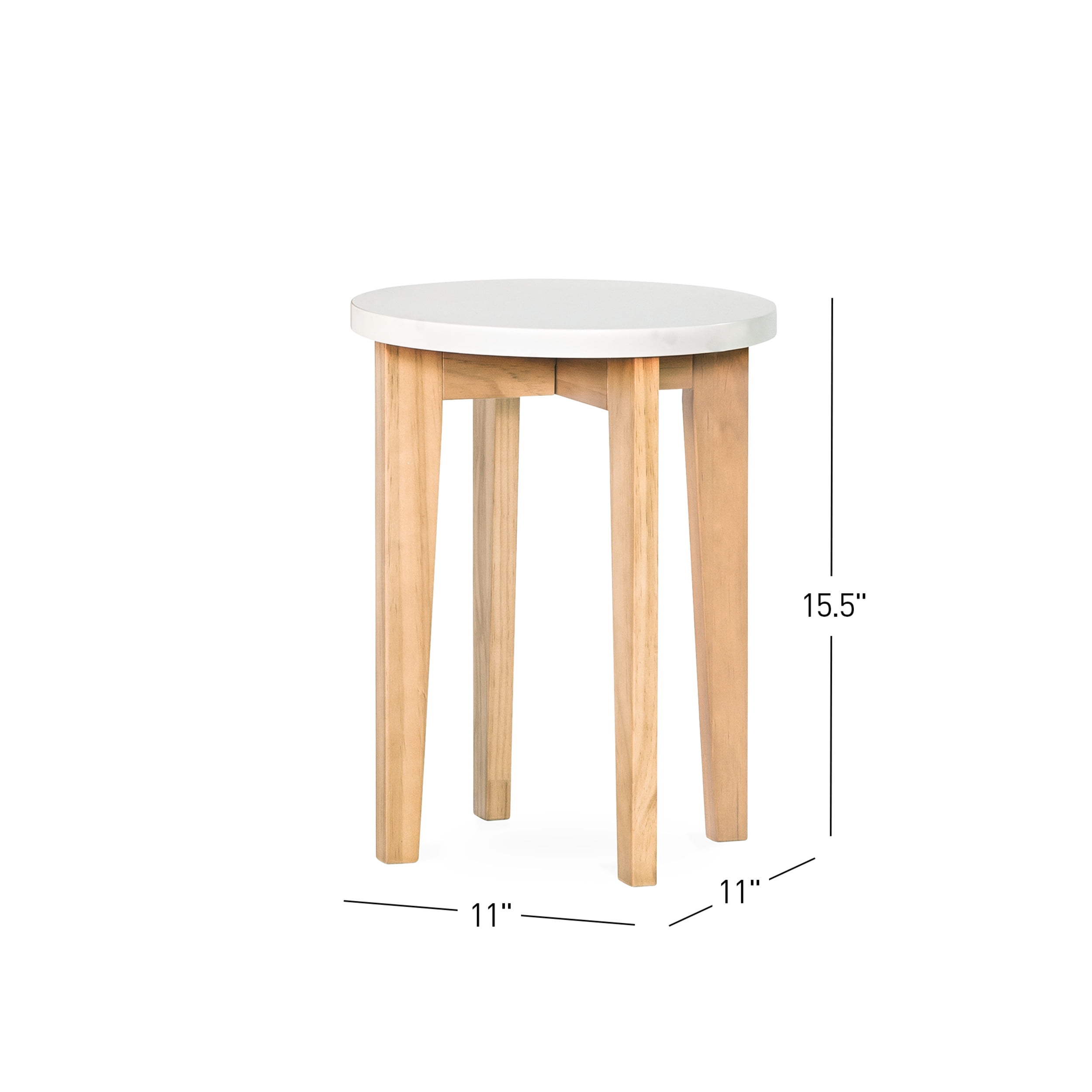 Forever Eclectic Geo Kids Round Wood Table and Chair Set (2 Stools Included), White/Natural