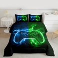 thumbnail image 3 of Homewish Gamepad Game Controller Bedding Comforter Set, Blue Green Lightning Twin Comforter Sets, Teens Kids Boys Girls Reversible Bedding Set, Super Cozy Room Decor, 2pcs, 3 of 9