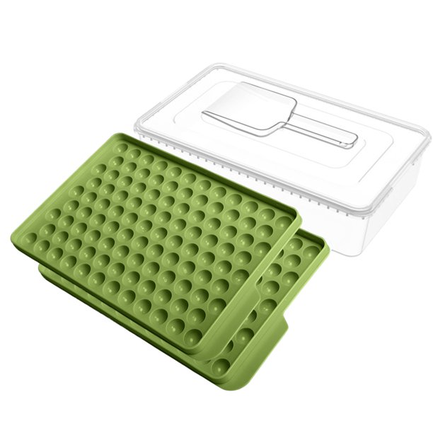 Bandejas para cubitos de hielo, pequeñas y fáciles de liberar, 104 x 2 piezas, bandejas para hielo triturado pequeñas para enfriar bebidas, café y jugo (paquete de 2 bandejas de hielo azules,