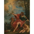 thumbnail image 2 of Circle of Carlo Maratti 12x14 Gold Ornate Wood Frame and Double Matted Museum Art Print Titled - Saint John the Evangelist on Patmos (C. 1680 - C. 1720), 2 of 4