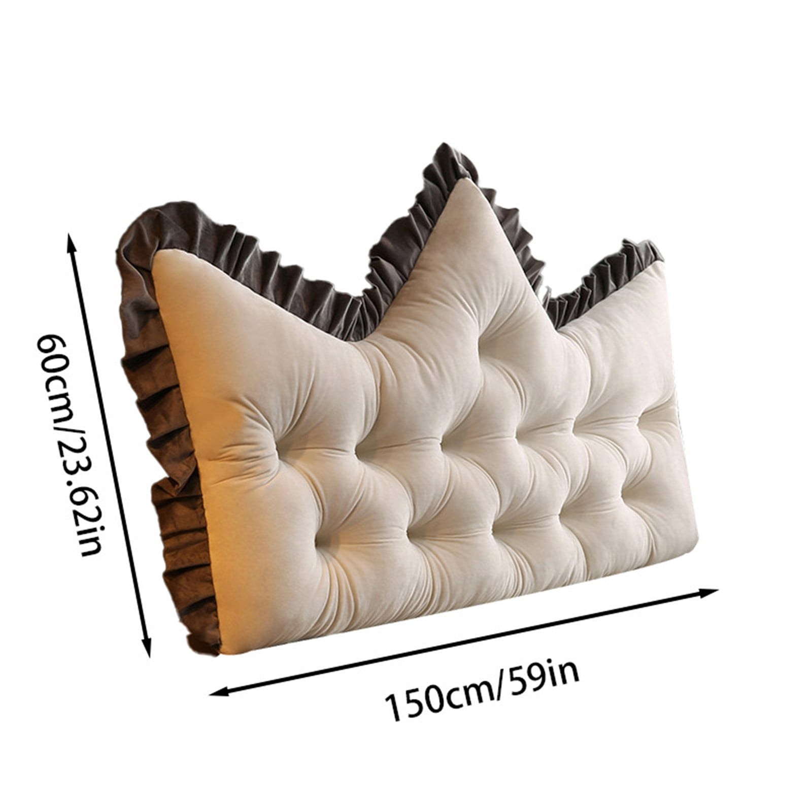 Velvet Headboard Wedge Pillow King Double Size Backrest Cushion for Bed with Removable Washable Cover Bedside Support Bolster Reading Pillow for Daybed Bunk Bed Dorm