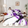 thumbnail image 3 of Manfei Abstract Brushstroke Twin Comforter Sets, Watercolor Art Bedding Set, Purple, Black and White, Gray Reversible 2 Pieces, 1 Comforter and 1 Pillowcase, 3 of 6