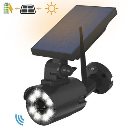 

Solar Powered Fake Security Camera Dummy Simulated CCTV Surveillance System with LED PIR Motion Sensor Detection Light for Indoor Outdoor Home Office Shop Garage