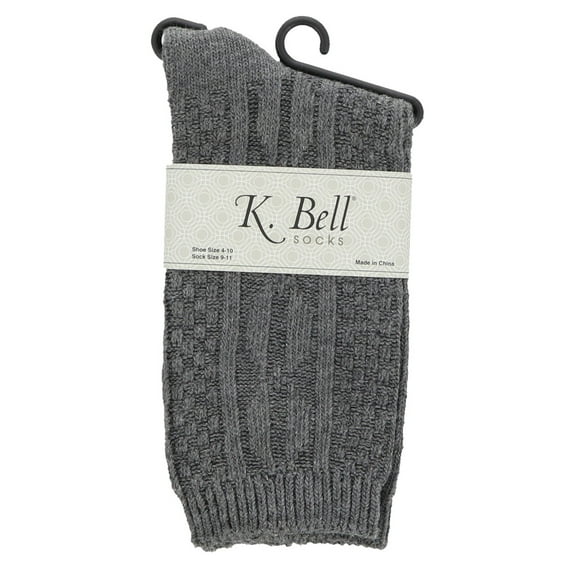 K.Bell Women's Crew Soft Classic Cable Knit Sock - Slate Heather