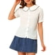 thumbnail image 5 of BLUSA DE BOTONES CON CUELLO PETER PAN Y VOLANTES DE GINGHAM PARA MUJERES INSPIRE CHIC XL BLANCA, 5 of 7