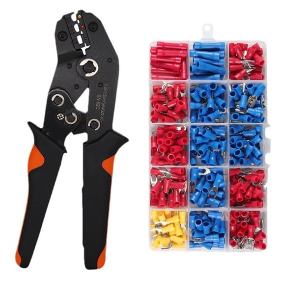 Hand Crimping Tool 0.25-2.5mm² Adjustable Crimper Pliers with 280pcs Cable Lugs Assortment Kit Wire Crimp Set