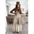 thumbnail image 5 of Womens Summer Spaghetti Strap Sleeveless Pleated Resort Maxi Dress (S, Off-White), 5 of 8