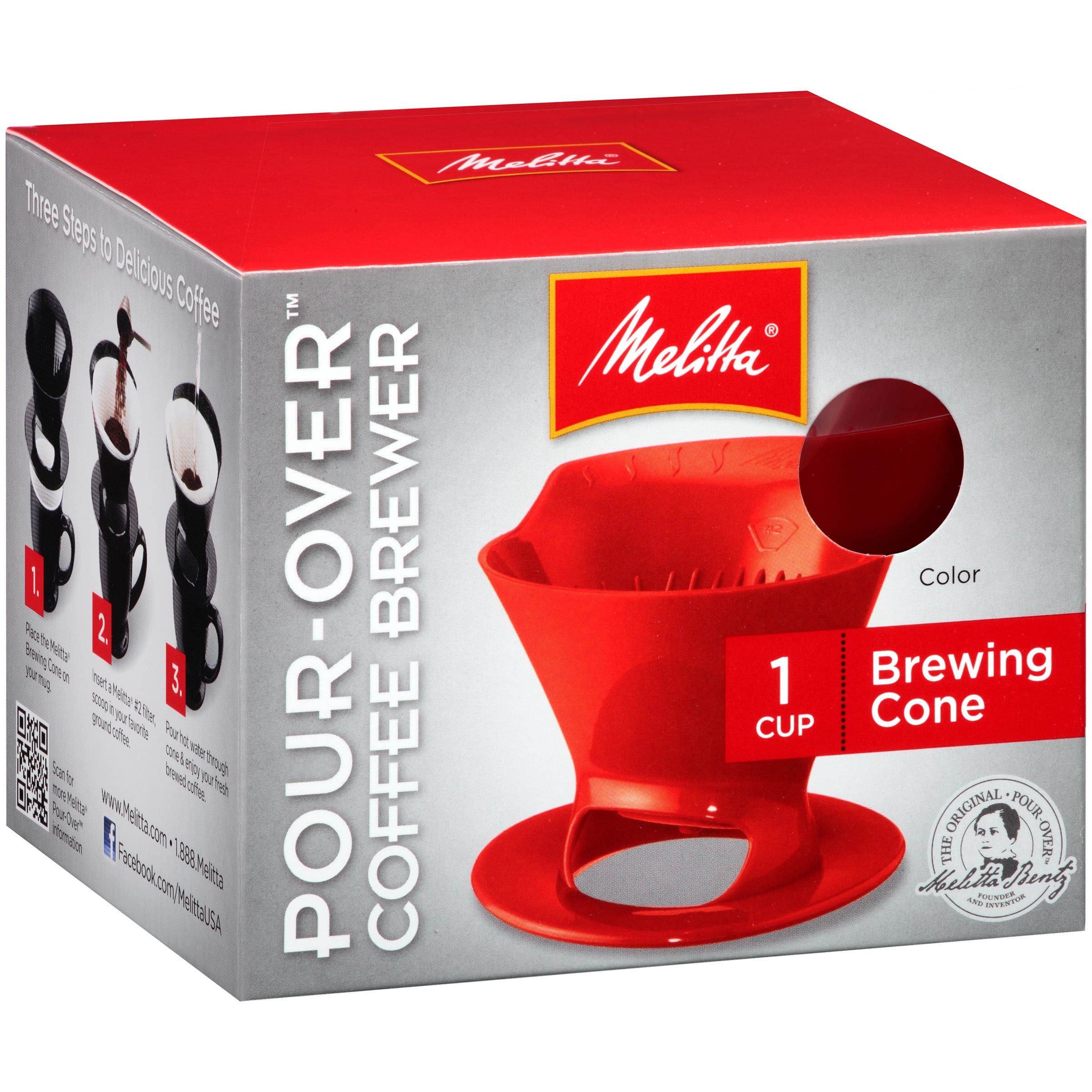 Black Melitta Coffee Maker Single Cup Pour-Over Brewer with Travel Mug 