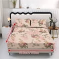 thumbnail image 6 of ZIATUBLES King Bed Sheets Set, Soft Breathable Bedding Sheet Set, Sheets Set with 9.8" Standard Pocket Design, Comfortable and Durable for All-Season Use(3 Pieces, Pink Beige Rose）, 6 of 9