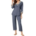 thumbnail image 2 of INSPIRE CHIC Women's Satin Sleepwear Night Suit V Neck Lace Nightwear Lounge Pajama Set S Dark Grey, 2 of 6