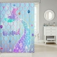 thumbnail image 2 of Mermaid Tail Shower Curtain Blue Purple Rainbow Gradient Curtains Kids Girls Cute Ocean Mermaid Bathroom Decor Girly Kawaii Mermaid Fish Scale Print Waterproof Bath Curtain 72" W x 84" L, 2 of 6