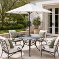 thumbnail image 2 of Round Outdoor Tablecloth with Umbrella Hole and Zipper, Grey Tablecloth with Elastic Waterproof, Modern Oil Painted Art Abstract Geometric Patio Table Covers for 31" - 35" Picnic Pool Tables, 2 of 9