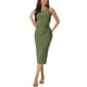 thumbnail image 1 of INSPIRE CHIC Vestido Midi Sin Mangas de Verano para Mujeres con Cuello Redondo, Corte en la Cintura, Abertura Lateral, Vestido de Tanque, Cuerpo Ajustado L Verde Ejército, 1 of 6
