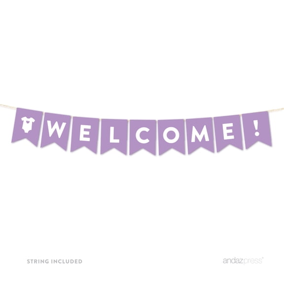 Welcome Lavender Girl Baby Shower Hanging Pennant Garland Party Banner