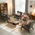 thumbnail image 4 of S-HOME Mid-Century Upholstered Accent Chair  with Plush Foam Cushion and Curved Wood Armrests for Living Rooms or Bedrooms, Antique Dark Grey, 4 of 14