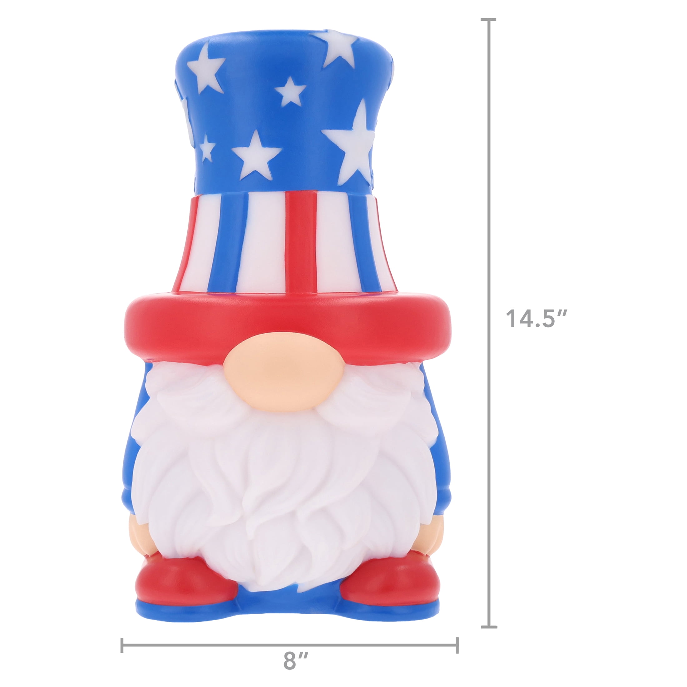 Lighted Blow Mold Gnome Decoration, Red/White/Blue, 14.25", Patriotic by Way To Celebrate