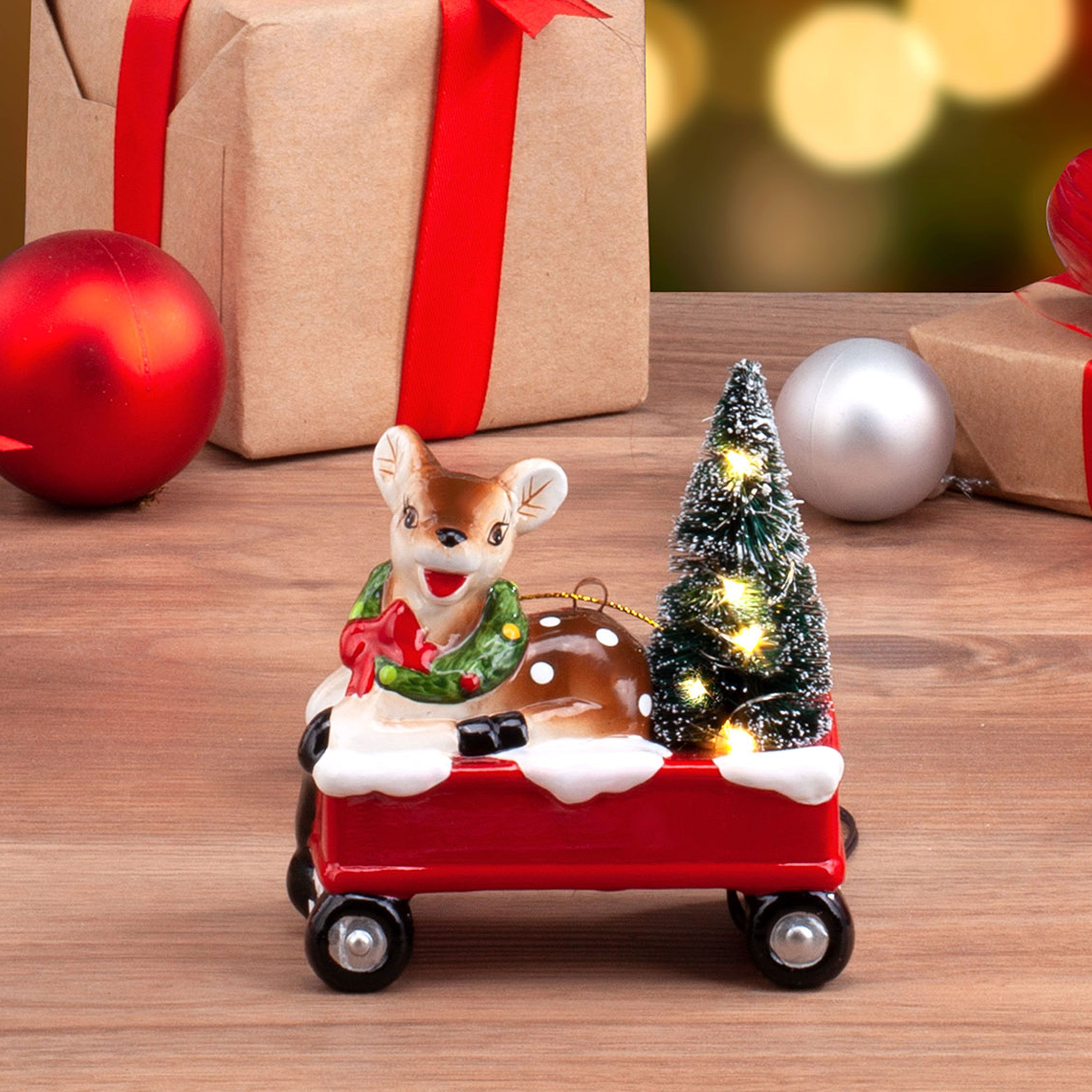 Mr. Christmas Nostalgic Vehicle Hanging Decorative Ornament Assortment, Red