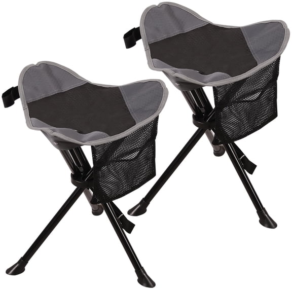 REDCAMP Portable Tripod Stool for Camping, Hiking, Sports - 2 Pack Lightweight Foldable Camp Seat, 600D Oxford, Black