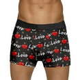 thumbnail image 2 of Men's Boxer Briefs Valentine's Day Heart Print Fashion Stretch Ventilate Cotton Underwear Elastic Waistband Soft Comfortable Trunks Black L, 2 of 5