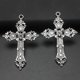 thumbnail image 1 of 10pcs Silver Plated Baroque Style Crosses Metal Pendant DIY Charms Necklace Earrings Jewelry Crafts Gift Making 56*37mm A10, 1 of 5