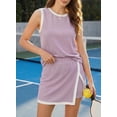 thumbnail image 3 of Wrongduck women's two piece summer dress ribbed knit vest and split underskirt two-piece casual set, 3 of 14