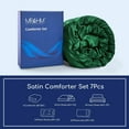 thumbnail image 7 of MR&HM Satin Comforter Set 7 Pieces Full Size - Luxurious Pinch Pleat Bed in a Bag with Satin Comforter, Satin Sheets, Satin Pillowcases & Shams, Silky Soft Bed Set for All Seasons (Dark Green), 7 of 7