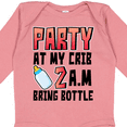 thumbnail image 4 of Inktastic Party at My Crib 2 A.m. Bring Bottle Baby Humor Boys or Girls Long Sleeve Baby Bodysuit, 4 of 5