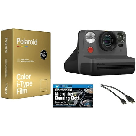 Image of Polaroid Now i-Type Instant Film Camera Black + Polaroid Golden Moments Film Double Pack Gift Bundle