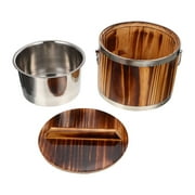 Wooden Rice Steamer Cereal Container Food Tray Pot Sushi Oke Mixing Tub Bucket Storage Stainless Steel