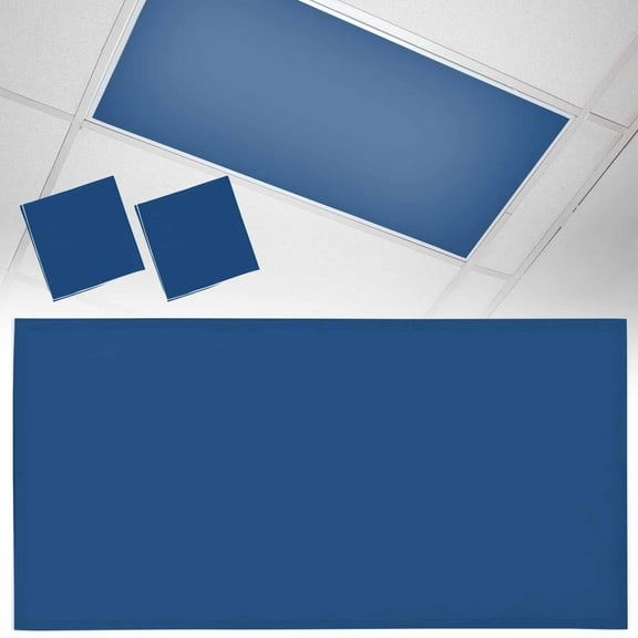 2 Pack Solid Color Fluorescent Light Covers for Ceiling Lights Navy Blue Magnetic Ceiling Light Covers Overhead Light Filters for Office Classroom Home