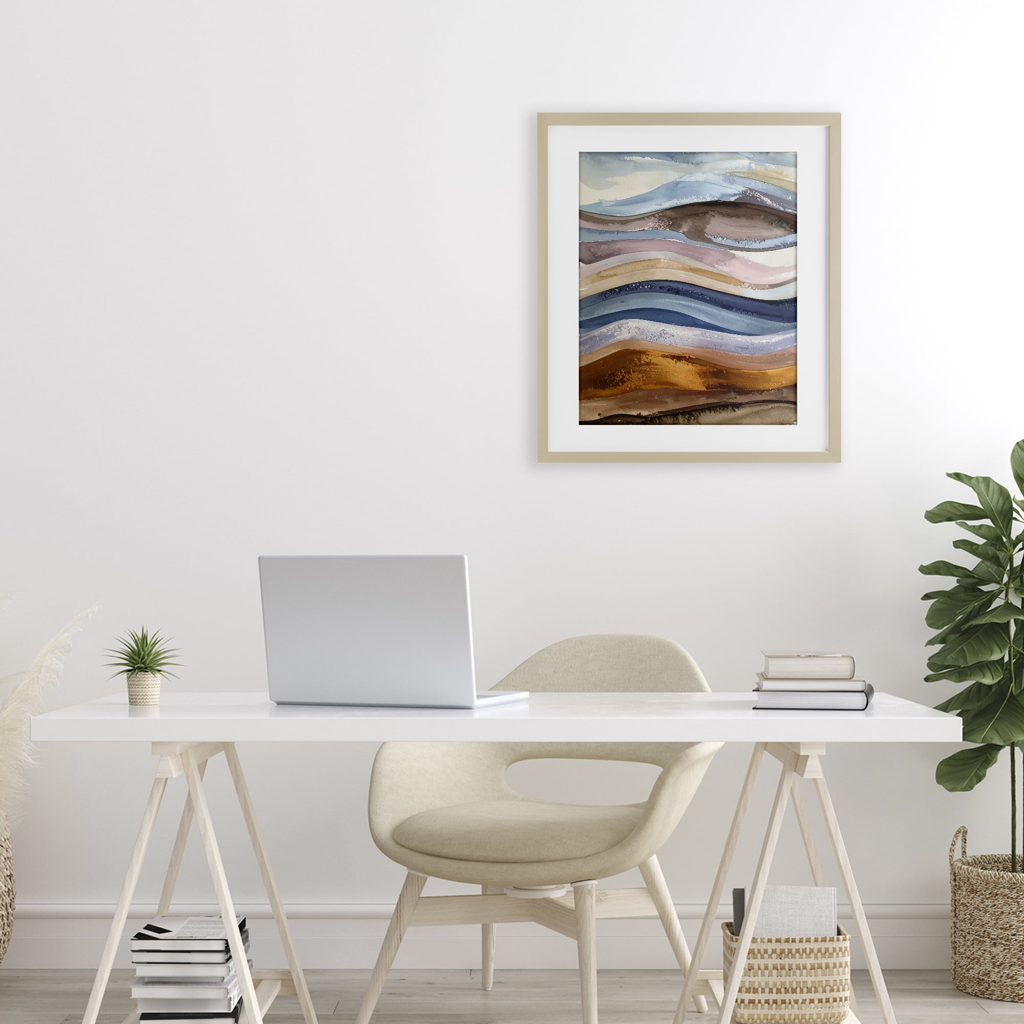 Stupell Industries Ocean Flow Layers Birch Framed Print Under Glass, design by Alonza Saunders