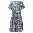 thumbnail image 3 of Femmes Mini Robe - Mignon Boho Manches Courtes V Robe Florale Robe de Plage Décontractée Robe de Balançoire, 3 of 9