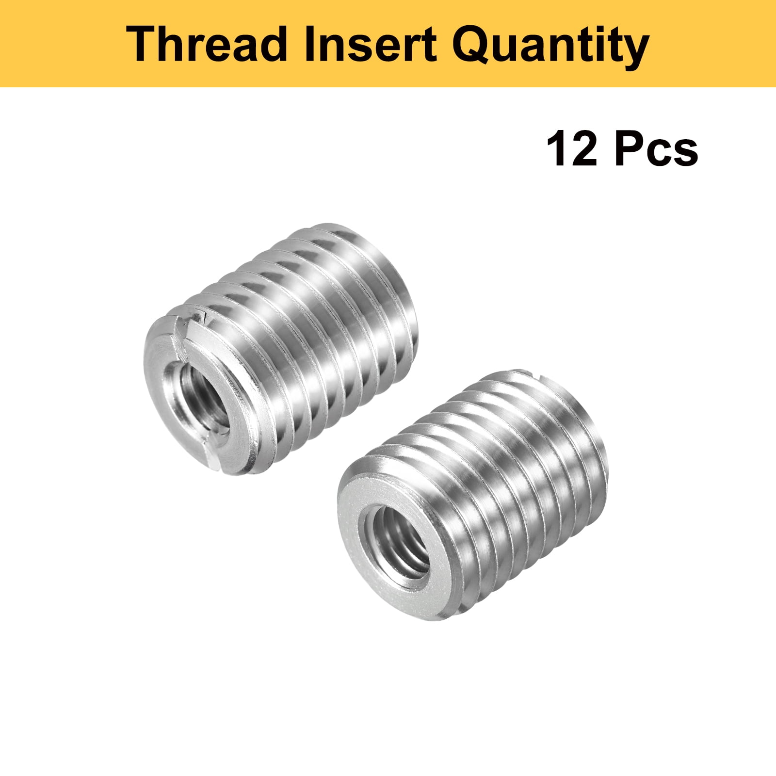Uxcell 12pcs Thread Repair Inserts M16 x 2 Male to M8 x 1.25 Female Thread 20mm Long Stainless Steel Reducing Nuts Metric Self Tapping Sleeves