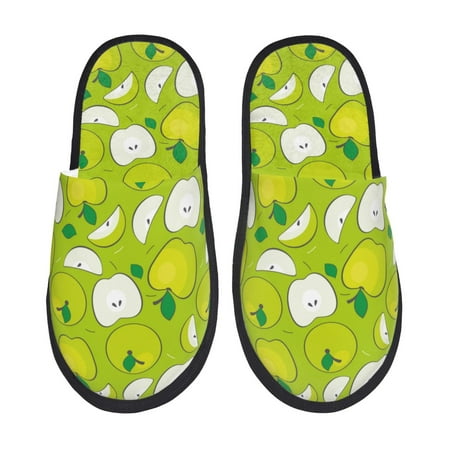 Balery Green Apple Slient Indoor Furry Fleece Comfort House Shoes Soft Non-Slip Home Shoes Cotton slippers House Slippers-- Medium