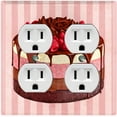 thumbnail image 1 of Metal Light Switch Plate Cover Raspberry Trilogy Cake Striped Wallpaper Pink CAK059, 1 of 13