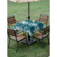 thumbnail image 4 of Outdoor Tablecloth with Umbrella Hole for Patio/Picnic/Party/Camping, Vintage Bohemia Waterproof Table Cloth Square Cover Washable, Country Bohemia Minimalist Art Teal Green (60"x 60"), 4 of 9