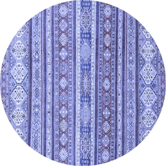 Ahgly Company Indoor Round Abstract Blue Modern Area Rugs, 8' Round