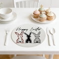 thumbnail image 4 of Décorations de Pâques pour la Maison Napperons Ronds en Lin Motifs de Lapin de Pâques et d'Oeufs de Pâques 36 Cm/14,17 Po Polyester pour Tables à Manger Rondes, 4 of 6