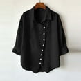 thumbnail image 5 of BXINGOHAI Button Down Shirts for Women Dress Shirts Cotton Long Sleeve Collared Blouse Work Business Casual Tops Black L, 5 of 6