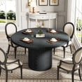 thumbnail image 3 of Finmind 47" Round Dining Table for 4, Farmhouse Kitchen Table with Metal Base, Modern Small Dinner Table for Dining Room, Kitchen, Chairs Not Included, Black, 3 of 7