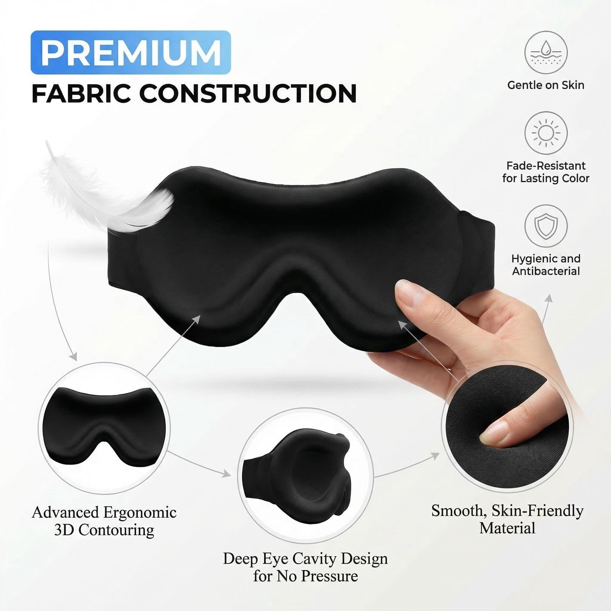 3 Pack Sleep Eye Masks for Women & Men: Light Blocking Eye Cover for Sleeping - Soft 3D Contoured Design for Side Sleepers and Travel