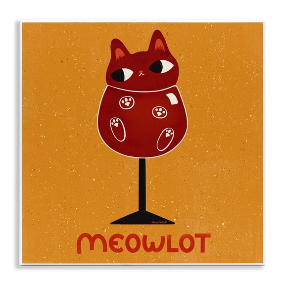 Stupell Industries Meowlot Cat Merlot Animals Painting Unframed Art Print Wall Art, 12 x 12