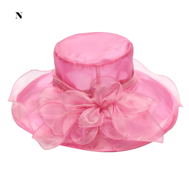 Flor Red Hilo Sombrero para el sol Playa Protector solar Sombrero para el sol Mujer Organza Sombrero de copa Wmkox8yii jkg5765