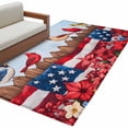 thumbnail image 2 of Rectangle Area Rug 4x6ft, Watercolor Farmhouse Fence Birds Floral Non-Slip Non-Shedding Floor Mat, USA Flag Theme Washable Sturdy Carpet for Living Room Bedroom Home Decor, 2 of 9