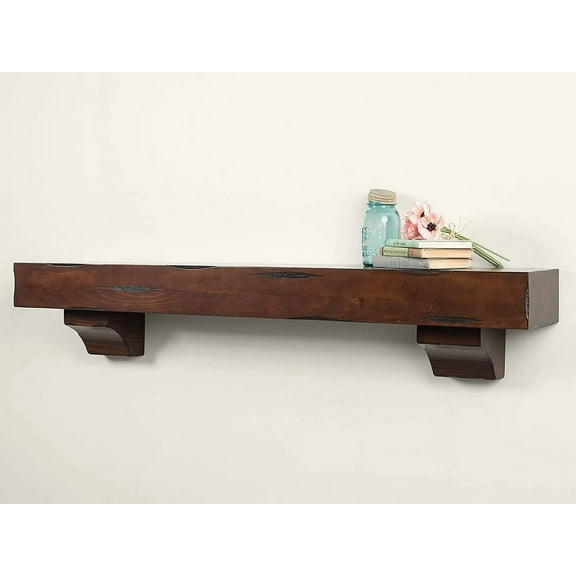 Mantels Direct Breckenridge 48" Rustic Distressed Wood Fireplace Mantel Shelf - Cherry