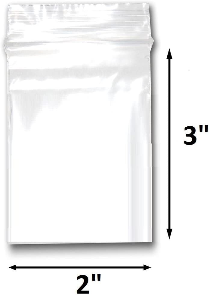SA-B1H1H Seismic Audio 2 MIL zip lock style 1.5x1.5 bag 100 Pack of 1.5 Inch x 1.5 Inch Clear Reclosable Poly Bags 