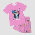 thumbnail image 6 of mgoYE 250th Anniversary USA Outfit Set Long Sleeve Girls Boys American Flag 250th Anniversary Commemorative Outfit Set, Crew Neck Loose Fit Daily Shorts Set(Pink,9-10 Years), 6 of 7